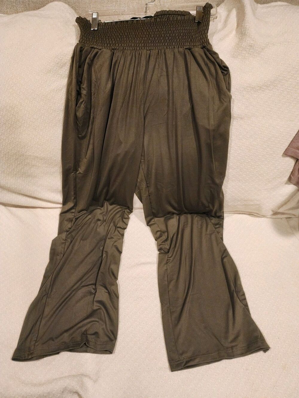 UEU Womens Yoga wide leg pull on comfy pants loose stretchy waist Small